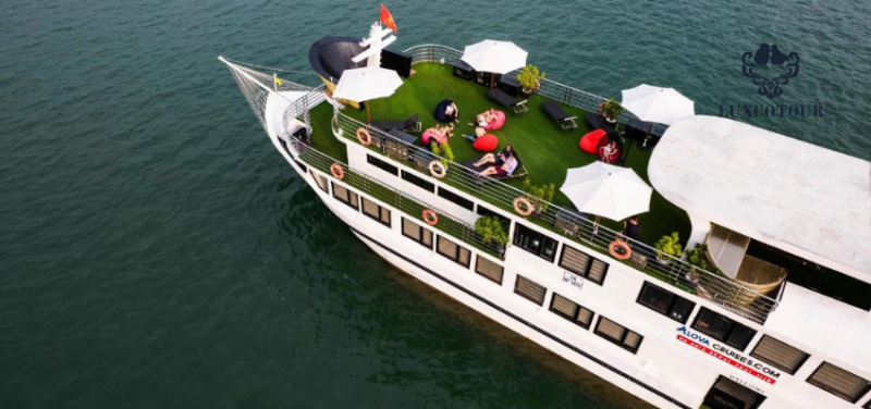 Alova Premium Cruise top deck view on Ha Long Bay