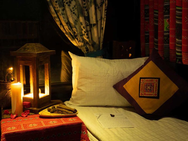 Luxurious cabin interior with leather seats and modern amenities on the Chapa Express Train Hanoi to Lao Cai Sapa