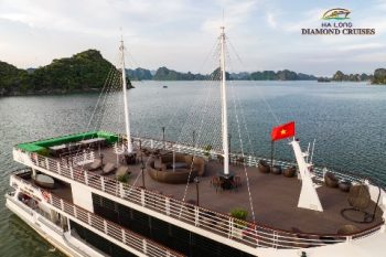 Top deck view of the Diamond Daily Cruise on Ha Long Bay