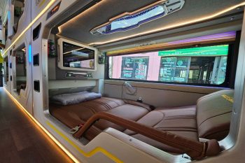 Luxurious reclining seats with modern amenities on HK Open Tour bus from Hanoi to Sapa