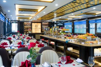 Luxurious dining area on La Casta Daily Cruise in Ha Long Bay