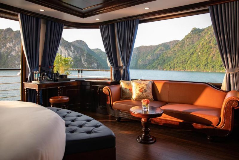 Luxurious suite with ocean view on La Casta Regal Cruise in Ha Long Bay