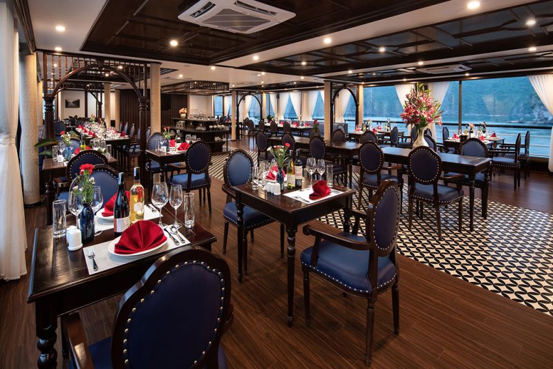 Elegant dining area on La Casta Regal Cruise in Ha Long Bay