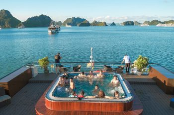 Hot tub on deck of La Casta Regal Cruise in Ha Long Bay