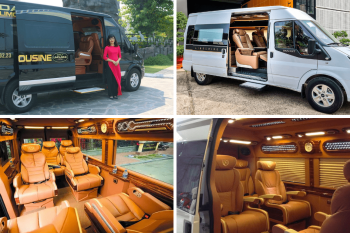 Luxurious limousine van interiors and exteriors for Hanoi to Ha Long Bay tours