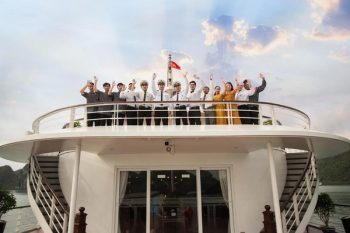 Group of tourists on Mon Cheri Cruise in Halong Bay