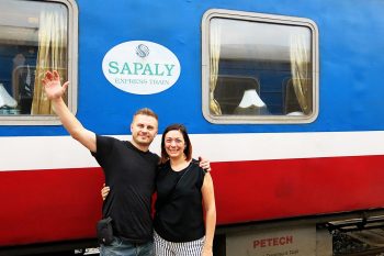Luxurious cabin interior with leather seats and modern amenities on the Sapaly Express Train Hanoi to Lao Cai Sapa