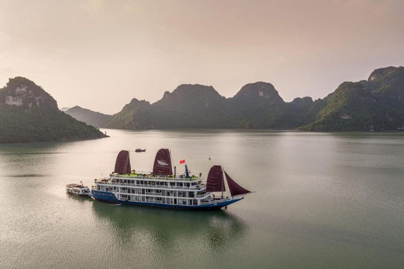 Verdure Lotus Cruise sailing through the scenic Ha Long Bay