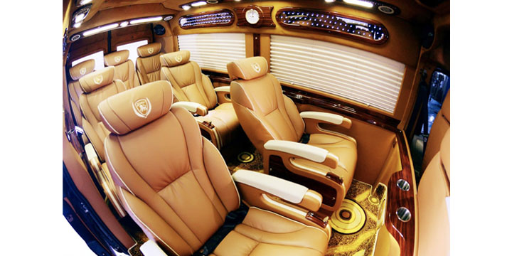 Luxury 9-seat limousine interior for Hanoi Airport transfer - Luxco Travels