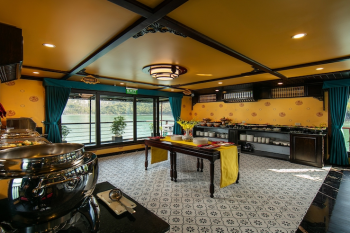Luxurious dining area on Nostalgia Cruise with Ha Long Bay view