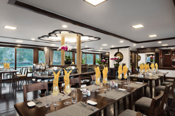Elegant dining area on Orchid Classic Cruise in Ha Long Bay