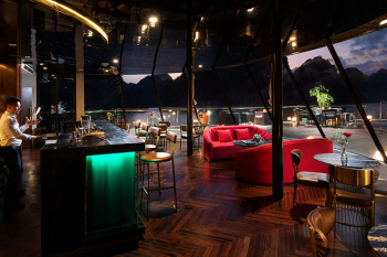 Stellar of Seas Cruise Departure Halong International Pier bar counter cocktails cruise ship Vietnam tour private trip transfer car Halong Bay tours Luxco Travel