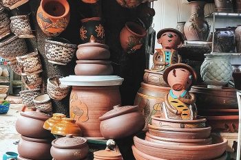 Ceramic pieces crafted at Bat Trang village, showcasing traditional Vietnamese pottery.