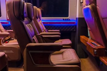 Luxurious Limousine van 10 seats interior with leather seats and modern amenities on the Sapa King Limousine company from Hanoi to Sapa