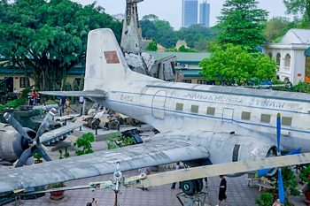 Vietnam War Museum in Hanoi, displaying historical military artifacts and exhibits.