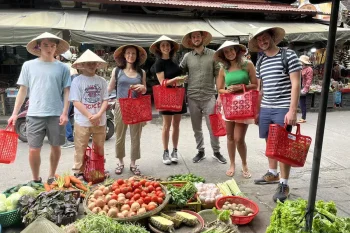 Home Cooking Class Hanoi Tour market shopping Vietnam LuxcoTravels local ingredients culinary experience