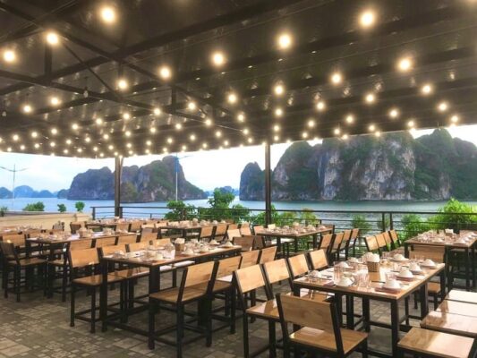 Traditional squid cake being served in Ha Long Bay