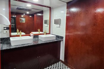 Luxurious cabin interior with leather seats and modern amenities on the Vic Express Train Hanoi to Lao Cai Sapa