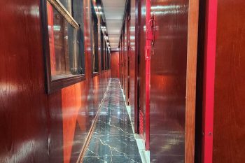 Luxurious cabin interior with leather seats and modern amenities on the Vic Express Train Hanoi to Lao Cai Sapa