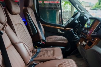 Luxurious Limousine van 10 seats interior with leather seats and modern amenities on the Sapa King Limousine company from Hanoi to Sapa